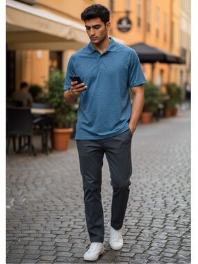Lululemon Metal Vent Tech Polo Medium‎ Blue Men's Athletic Golf Shirt